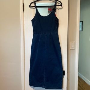 Cropped denim jumpsuit